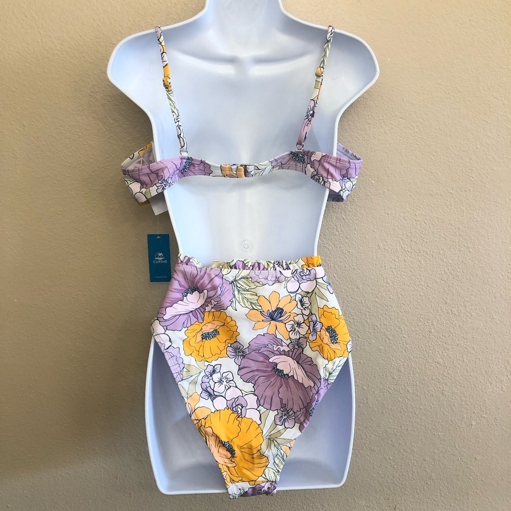 Women's Cupshe Floral Print Underwire Top & High Waist Cheeky Bikini Set Size XL - Picture 6 of 16